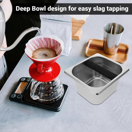 Stainless Steel Coffee Grounds Bucket Anti Splash Easy Clean for Home Cafe Use