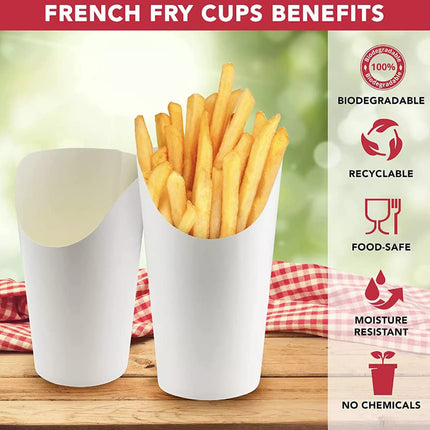 100PCS French Fry Cup 12/14/16oz Food-safe Oil-Resistant for Food Packaging Use