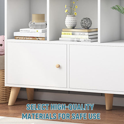 Home Bookcase Storage Cabinet With Doors For Living Room Bedroom Space Saving