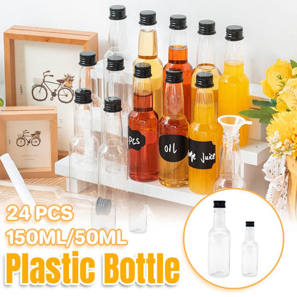 24PCS Small Plastic Wine Bottle Beverage Juice Container Reusable Clear Bottle