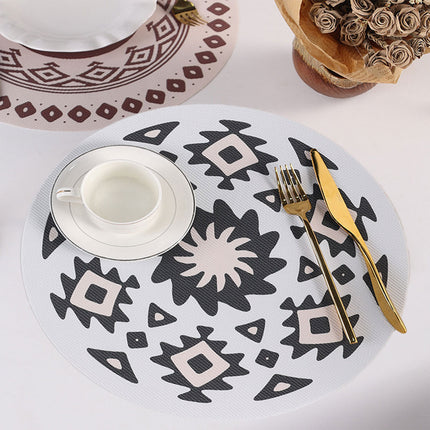 4PCS Bohemian Placemats Round Printed Table Mat Easy Clean Heat Resistant Dining