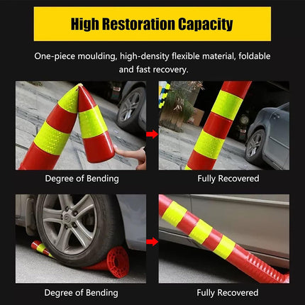 2PCS Road Warning Post Flexible Traffic Bollard Reflective Parking Driveway