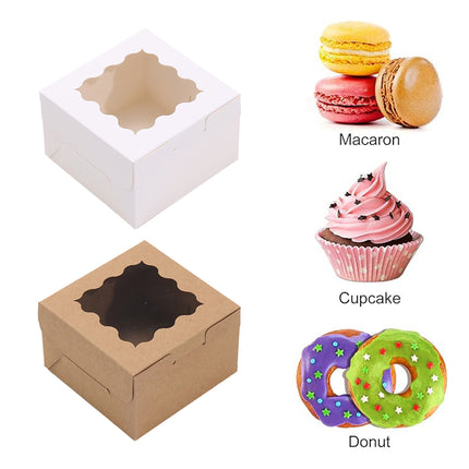 50PCS Cake Packaging Boxes Transparent Window Design 10.2x10.2x6.7cm Durable
