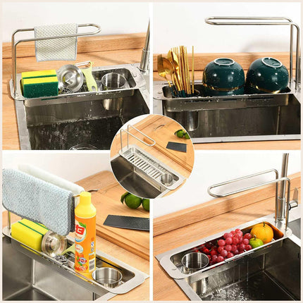 Retractable Kitchen Sink Draining Rack Water Filter Basket Storage Shelf Home