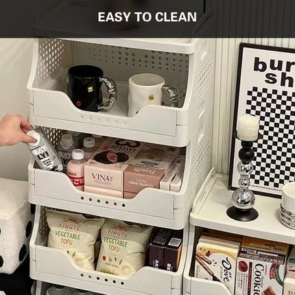 Movable Rolling Cart Storage Shelf With Wheels For Home Kitchen Bathroom Durable