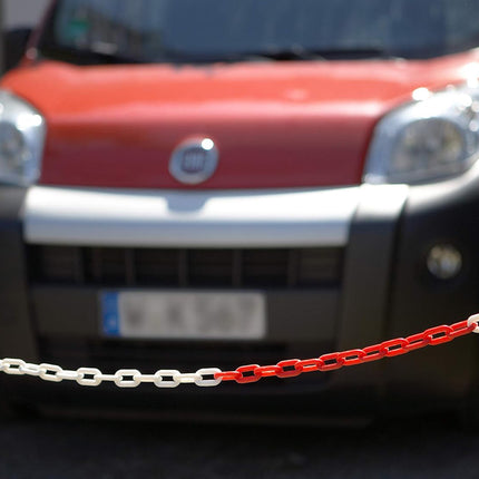 Plastic Warning Barrier Chain 25m Red White - Temporary Construction Use