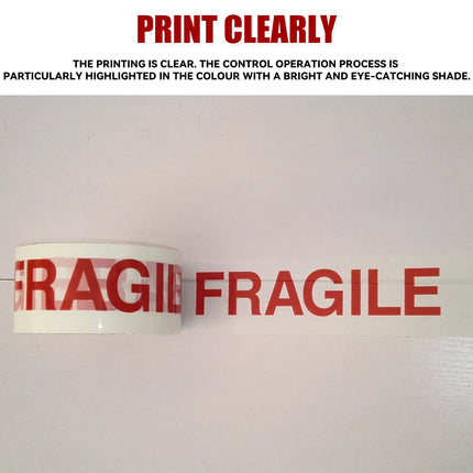 Fragile Warning Tape 5 Rolls 4.8cm x 100m White Red Print for Packing Moving