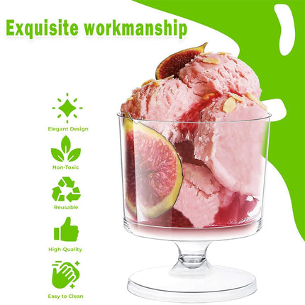 30pcs Clear Hard Plastic Mousse Cake Cup Pudding Ice Cream Dessert Serving Cups