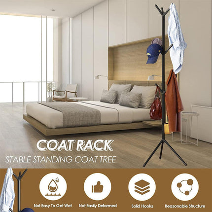6Hooks Coat Stand Rack Clothes Hanger Hat Tree Jacket Umbrella Storage Organizer