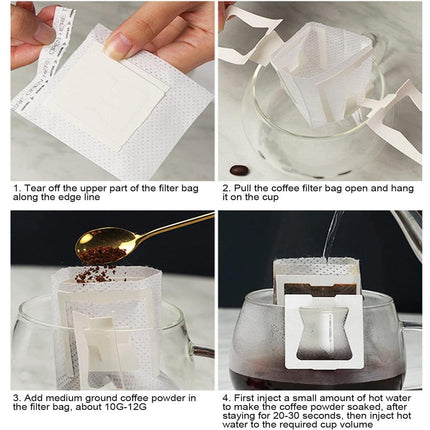 100pcs Hanging Ear Coffee Filter Hand Brew Drip Bag Disposable Coffee Filter