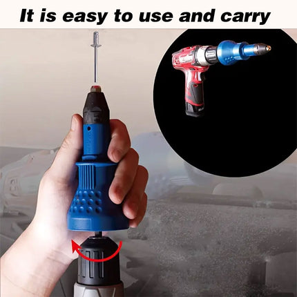 Electric Rivet Gun Set 3pcs Swivel Head Adapter Drill Riveting Tool Heavy Duty