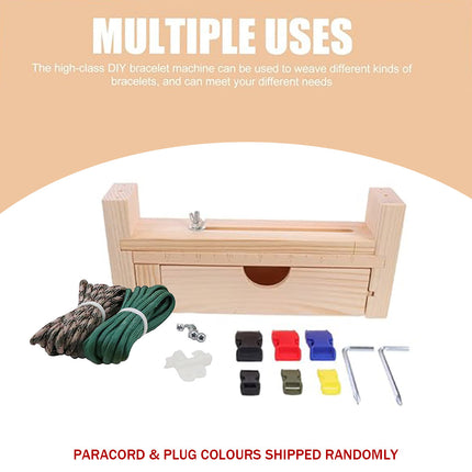 Solid Wood Paracord Bracelet Jig Adjustable Braiding Maker Tool Storage Drawer