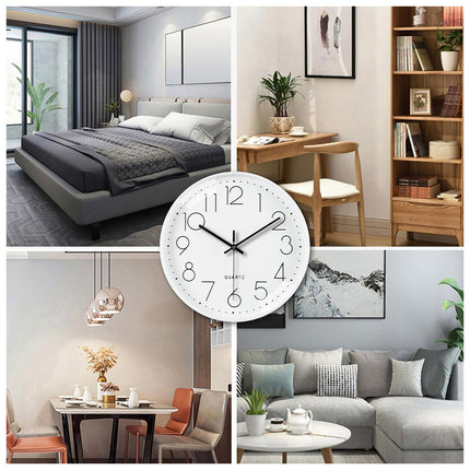 Wall Clock Silent 30cm Round Quartz Hanging Clock for Home Office Living Room