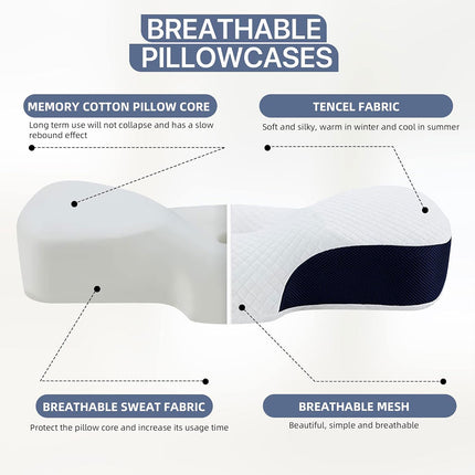 Memory Foam Neck Pillow Ergonomic Slow-Rebound with Tencel Mesh Cover