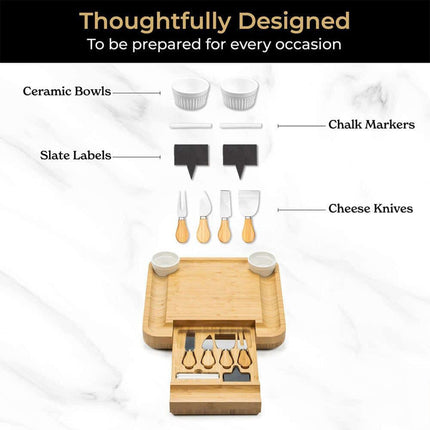Bamboo Cheese Cutting Board Knife Gift Set Wooden Charcuterie Meat Serving Tray