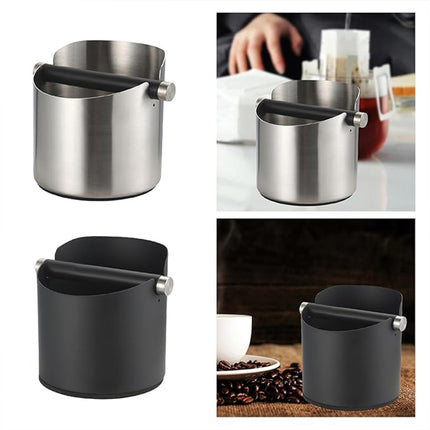 Stainless Steel Coffee Grounds Knock Box Round Tap Bucket for Household Espresso