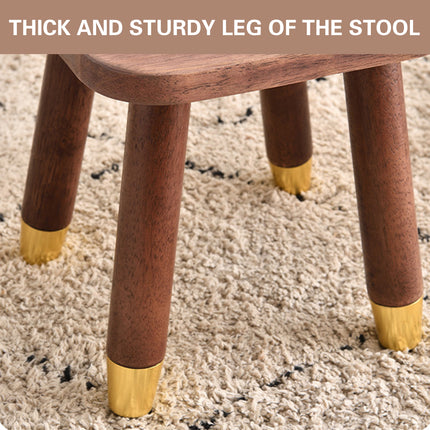 Solid Wood Low Stool in Walnut with Rounded Corners for Entryway