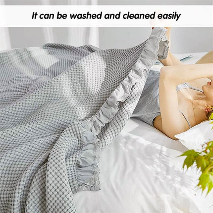 Waffle Sofa Blanket Thin Lightweight Throw Soft Cover Couch Bed Living Room Use