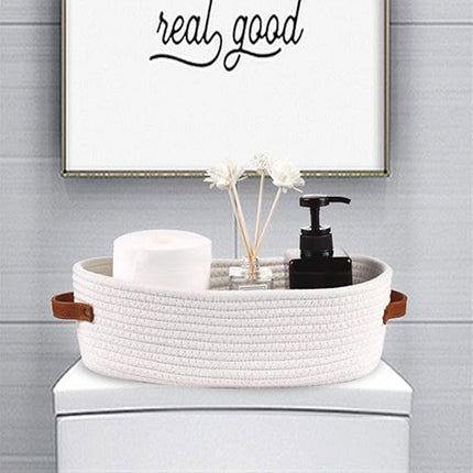 Oval Storage Basket with Handles Shelf Organiser Bin Laundry Toy Container