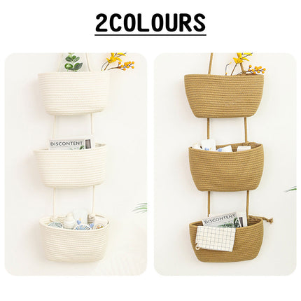 3 Layer Wall Mounted Storage Basket Hanging Organizer Rack for Household Items