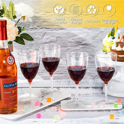 8pcs 210ml Plastic Twill Wine Glass Transparent Tall Drinking Cup for Party Bar