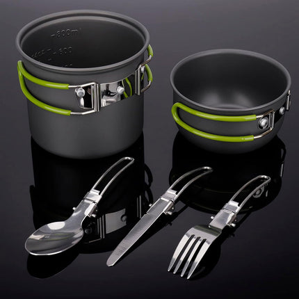 Outdoor Cookware Set for Hiking Picnic Backpacking Portable Pot Tableware Kit