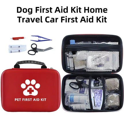 Pet First Aid Kit Emergency Wound Care Set Red Portable Bag for Dogs and Cats