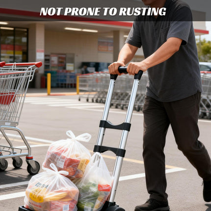 Portable Folding Hand Truck Cart 40kg Adjustable Handle Space Saving Trolley