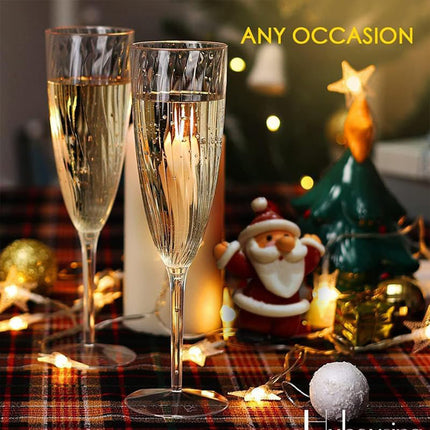 8pcs 180ml Plastic Champagne Glass Tall Wine Glass for Party Wedding Celebration