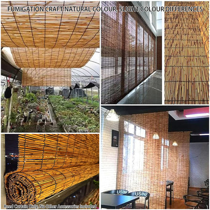 Natural Reed Bamboo Roll Up Blind Sun Shade Curtain Rustic Window Cover ForPatio