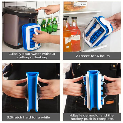 Silicone Ice Cube Tray Box Folding Square Ice Lattice Mold Container For Freezer
