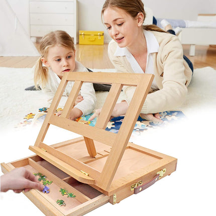 Desktop Solid Wood Easel With Drawers Adjustable Wood Desk Table Easel for Draw