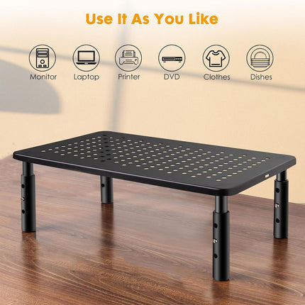 3 Height Adjustable Monitor Riser Laptop Printer Computer Stand Desktop Shelf