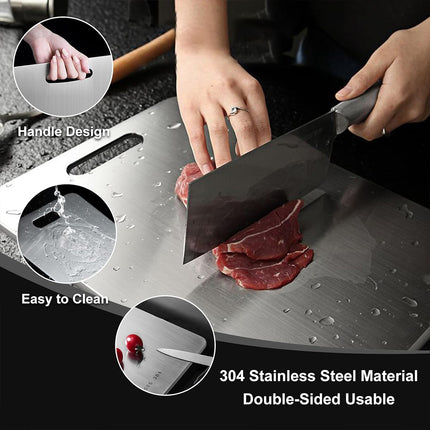 3pcs Stainless Steel Cutting Board Set Kitchen Home Food Prep Durable Non Slip
