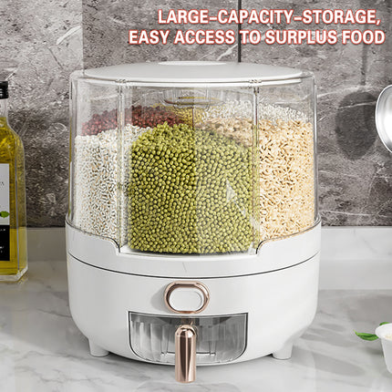 Rotating Grain Dispenser Container 360 Spin PP Multi Compartment 25 x 23.5cm
