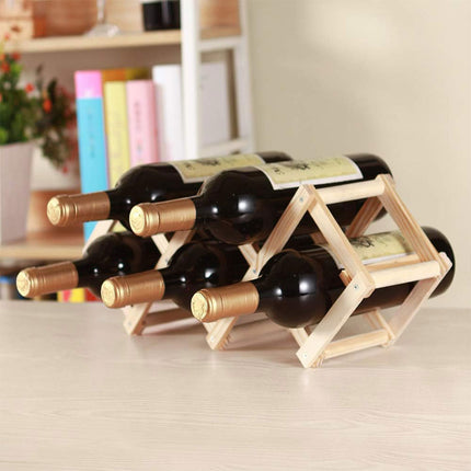 Wine Rack Wooden Display Rack Holds 5 or 10 Bottles for Home Decor Sturdy Durable
