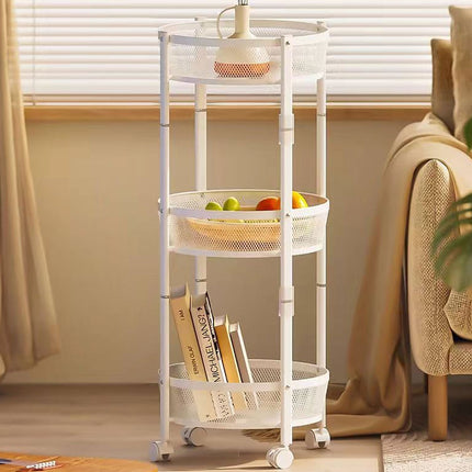 Foldable 3 Tier Rolling Cart Metal Vegetable Storage Basket Organizer Trolley