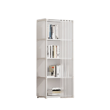 Simple Bookshelf Storage Rack with Dust Proof Curtain for Bedroom Living Room