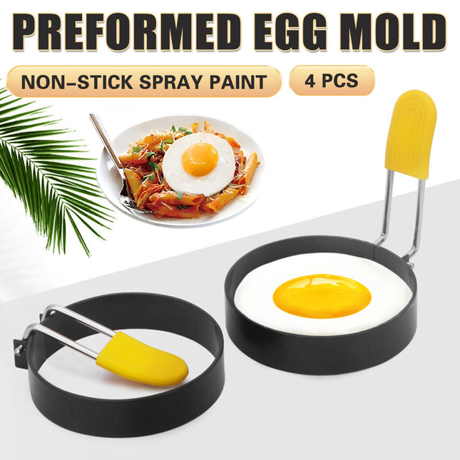 4 Pcs Omelette Rings Nonstick 430 Stainless Steel with Silicone Sleeve