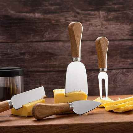 4 Piece Stainless Steel Cheese Knife Set Sharp Blades Ergonomic Handles Durable