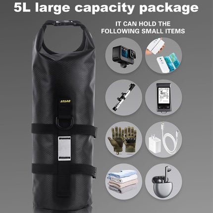 Bike Fork Bag 5L Waterproof TPU Roll Top Front Fork Storage Pouch Universal