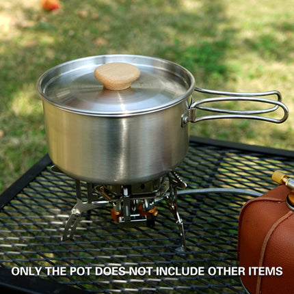 2PCS 304 Stainless Steel Camping Pot and Pan Set With Folding Handles Outdoor