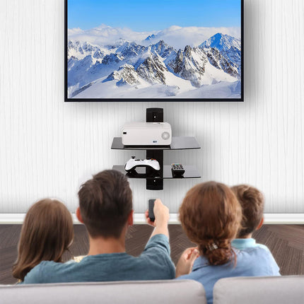 2-Tier Set-Top Box Mount Sturdy for DVR DVD Player Media Storage Home Use