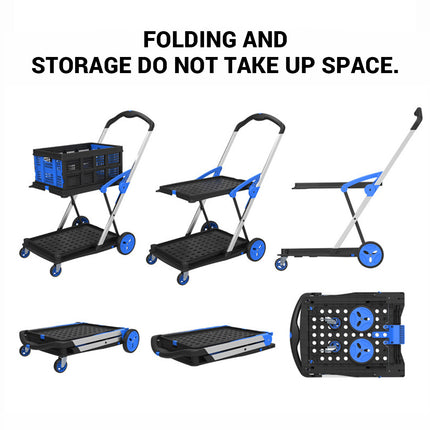 2 Tier Multi Functional Foldable Trolley Portable Storage Cart For Home Outdoor