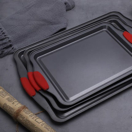 3PCS High Temp Non Stick Home Baking Tray Oven Safe Durable for Cakes Breads