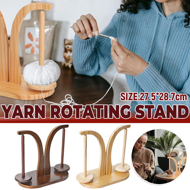 Wooden Rotating Yarn Holder Stand Bobbin Wool Dispenser for Knitting Crochet