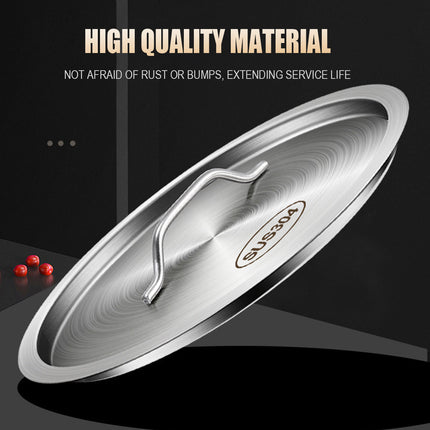 304 Stainless Steel Pot Lid Universal Round Soup Bucket Cover with Handle