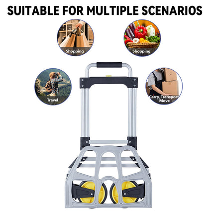Folding Hand Truck Dolly 2 Wheel Aluminium Portable Cart Luggage Moving Trolley