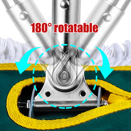 Extended Flat Mop 90cm Head Stainless Steel 126cm Handle 180 Rotating for Floor