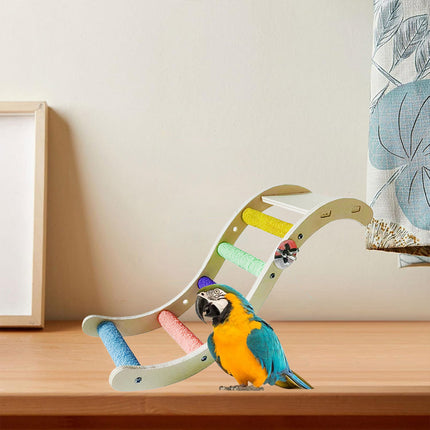 Wooden Parrot Climbing Ladder Swing Toy Claw Grinding Sanded for Small Birds
